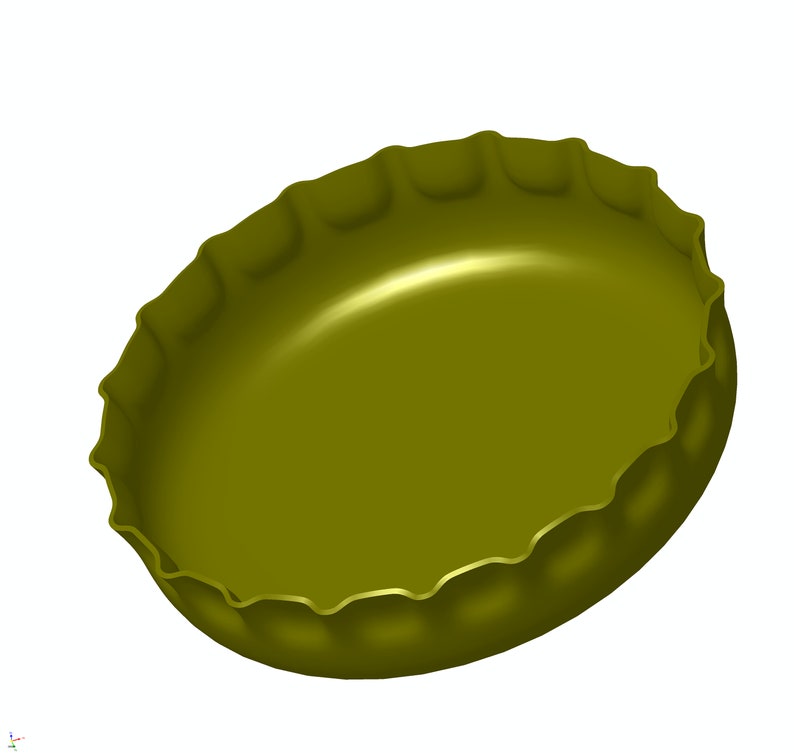 Puede incluir: Un tap&oacute;n de botella verde con un borde festoneado.