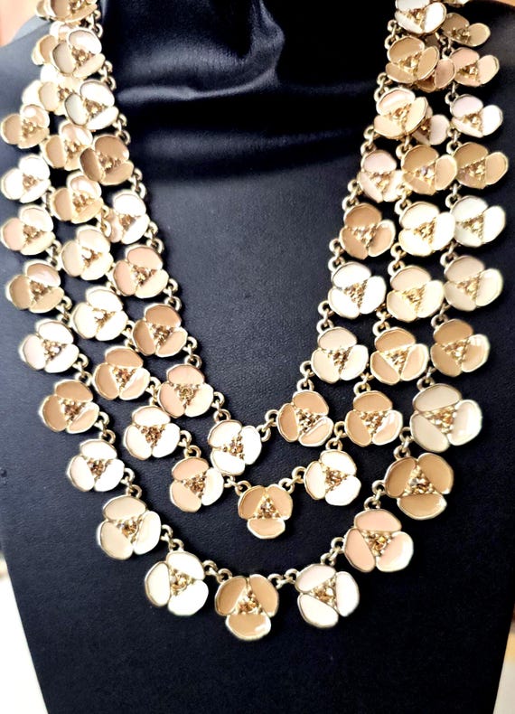 Strand Ann Taylor 3 Strand Enamel Floral Necklace
