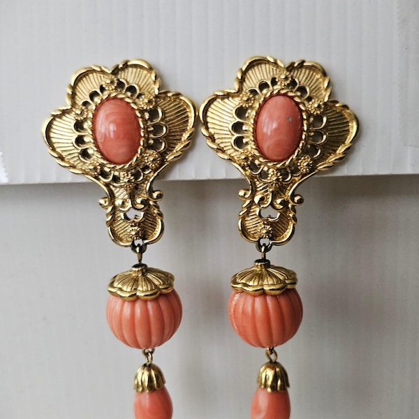 Vintage Jose Maria Barrera for Avon Faux Coral Earrings