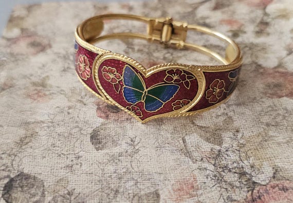 80s cloisonne bracelet hinged - Gem