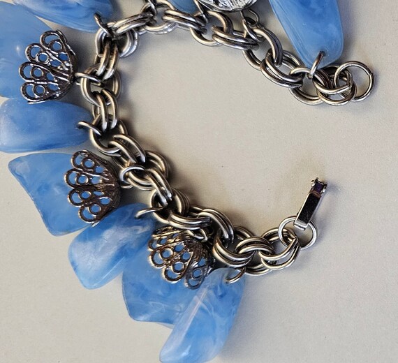 Vintage Chunky Blue Charm Bracelet - image 3