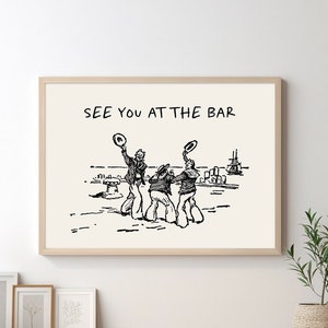 Zobaczymy Cię w Barze Wydrukuj Vintage Sailors Drink Plakat Likier Preppy College Room Bar Cart Club Trendy Wall Art Zabawny Dekoracja akademika Rama Płótno