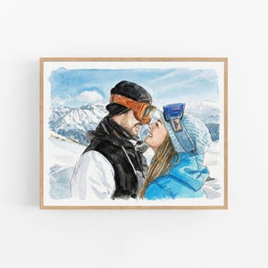 Handgemaltes Aquarellporträt vom Foto, Benutzerdefinierte Verlobungsvorschlag Kunst, personalisiertes Verlobtes Vatertagsgeschenk