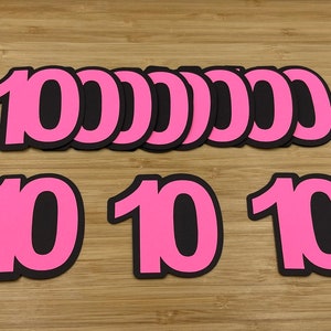 Zahl 10 Die Cuts, 12 Stück, Zahl 10 Cut-Outs, Zahl Die Cuts, Zahl Cut-Outs, 10 Geburtstag, Partydeko 10, Rosa