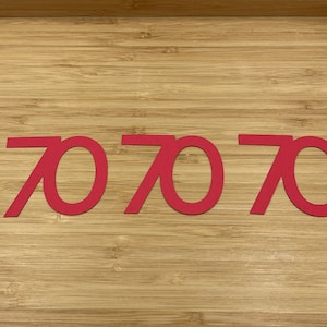 Nummer 70 Die Cuts, 25 stuks, Nummer 70 Cut Outs, Nummer Die Cuts, Nummer Cut Outs, 70e Verjaardag Decor, Verjaardagsdecoratie, Zeventig Cuts