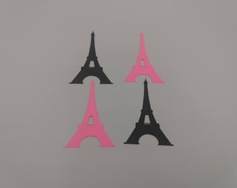 Troqueles de la Torre Eiffel, 25 unidades, fiesta temática de París, decoración de París, negro y rosa, suministros para hacer tarjetas, álbumes de recortes, recortes de la Torre Eiffel
