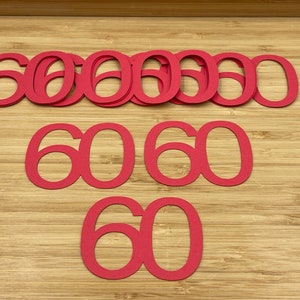 Découpes numéro 60, 25 pièces, Découpes numéro 60, Découpes numéro, Découpes numéro, Décorations du 60e anniversaire, Décorations de cupcakes DIY, Soixante
