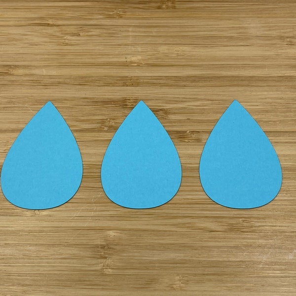 Rain Drop Die Cuts, 25 Pieces, Rain Drop Cut Outs, Spring Die Cuts, Spring Cut Outs, Blue, Scrapbooking, Card Making Supplies, Party Decor