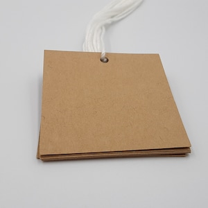Etichette quadrate, 50 etichette, Corda inclusa, Etichette bomboniere, Etichette Kraft, Etichette marroni, Etichette bomboniere, Etichette vuote, Kraft, Marrone, Etichette bomboniere matrimonio