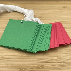 Christmas Tags, 50 Tags String Included, Blank Christmas Tags, Minimalist Christmas Tags, Red and Green Christmas Tags, DIY Christmas Tags
