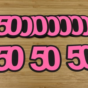 Nummer 50 Die Cuts, 12 stuks, Nummer 50 Uitsnijdingen, Nummer Die Cuts, Nummer Uitsnijdingen, 50e Verjaardag Decor, Kaarten Maken, Vijftig Uitsnijdingen, Rood