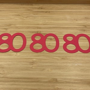 Número 80 Troquelados, 25 Piezas, Número 80 Recortes, Número Troquelados, Número Recortes, Decoración del 80 Cumpleaños, Decoraciones de Cumpleaños, Ochenta Cortes