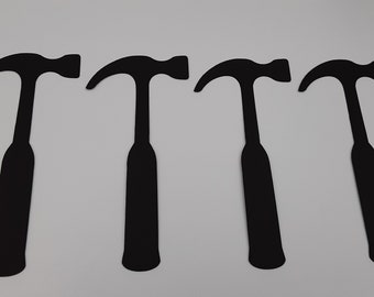 Troqueles de martillo, 25 unidades, troqueles de martillo negro, tema de fiesta de herramientas, decoración de fiesta de herramientas, suministros para hacer tarjetas, álbumes de recortes, recortes de martillo