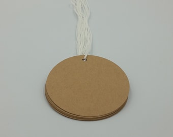 Circle Tags, 50 Tags, String Included, Product Tags, Jewelry Tags, Price Tags, Brown, Tags, Brown Circle Tags, Blank Tags, Party Favor Tags