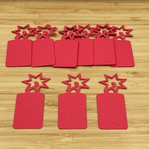 Troqueles de petardo, 25 piezas, recortes de petardo, recortes de petardo rojo, troqueles de petardo rojo, decoración del Día de la Independencia, bricolaje