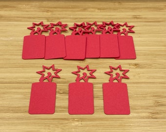 Troqueles de petardos, 25 piezas, recortes de petardos, recortes de petardos rojos, troqueles de petardos rojos, decoración del Día de la Independencia, bricolaje