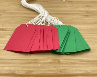 Christmas Tags, 50 Pieces, Blank Christmas Tags, Red and Green Christmas Tags, DIY Christmas Tags, Christmas, Tags, Blank Tags, Red Tags