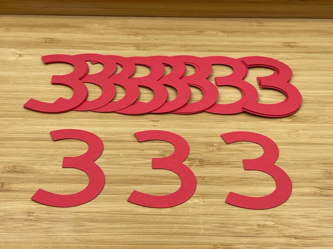Number 3 Die Cuts, 25 Pieces, Number 3 Cut Outs, Number Die Cuts