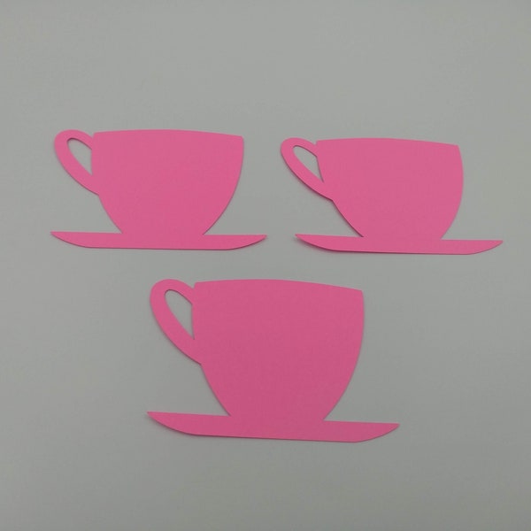Tea Cup Die Cuts, 25 Pieces, Tea Cup Cut Outs, Tea Party Decor, Card Making Supplies, Scrapbooking, Pink Tea Cups, Pink Cups, Cup Die Cuts