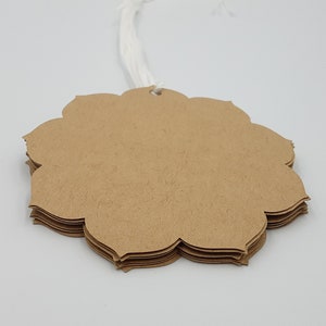 Flower Tags, 50 Tags, String Included, Wedding Favor Tags, Baby Shower Tags, Luau Party Tags, Luau Party, Kraft, Brown, Kraft Flower Tags