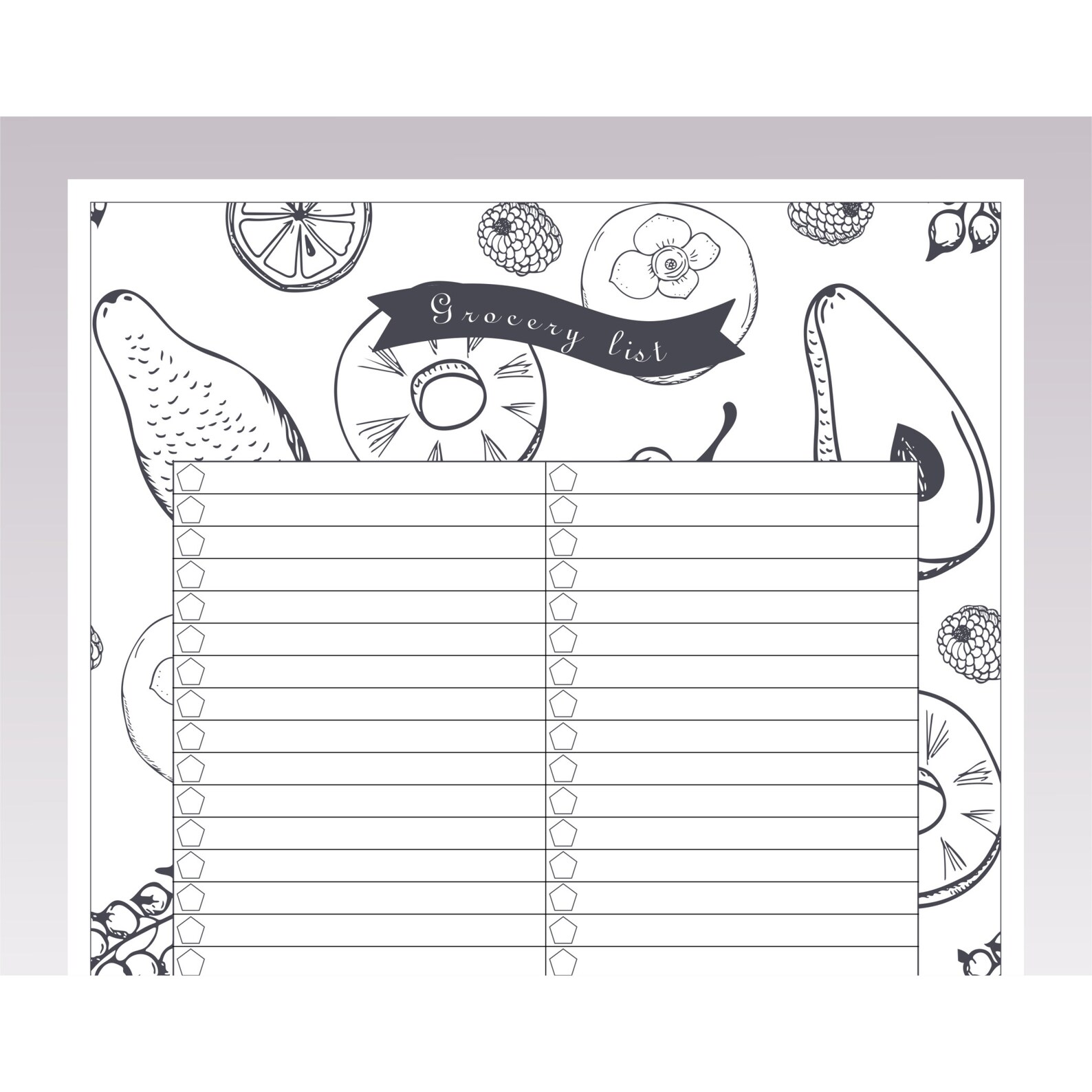 shopping list template pdf blank grocery list printable long etsy
