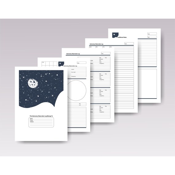 Astronomy Observation Log Book Template Printable Night Sky | Etsy