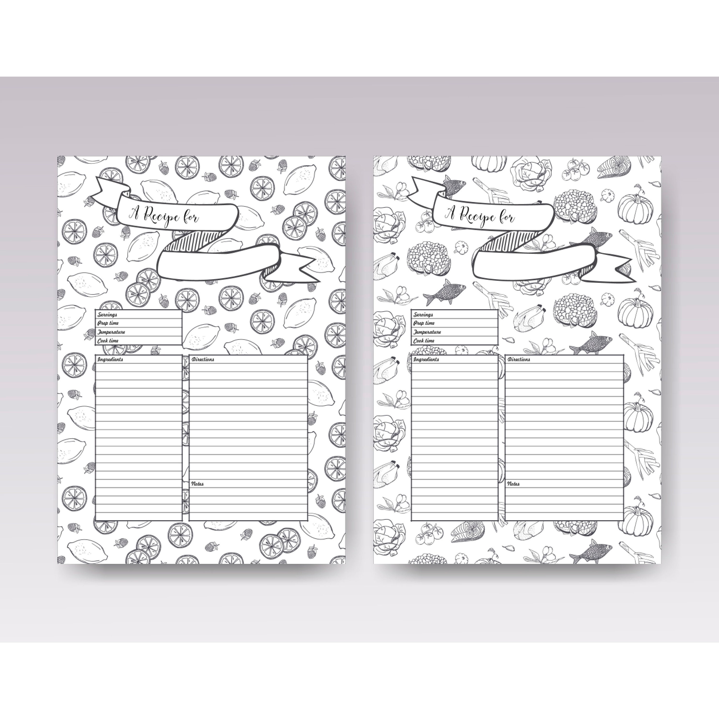 Recipe Template Printable 10 Recipe Pages
