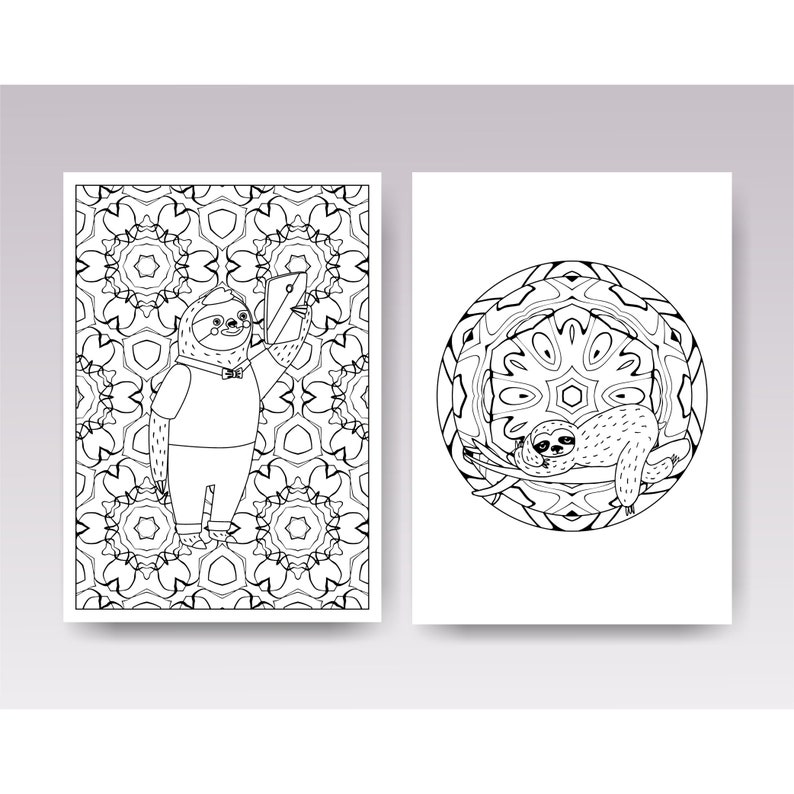 Download Sloth Coloring Book for Adults PDF Printable Quarantine Stay | Etsy