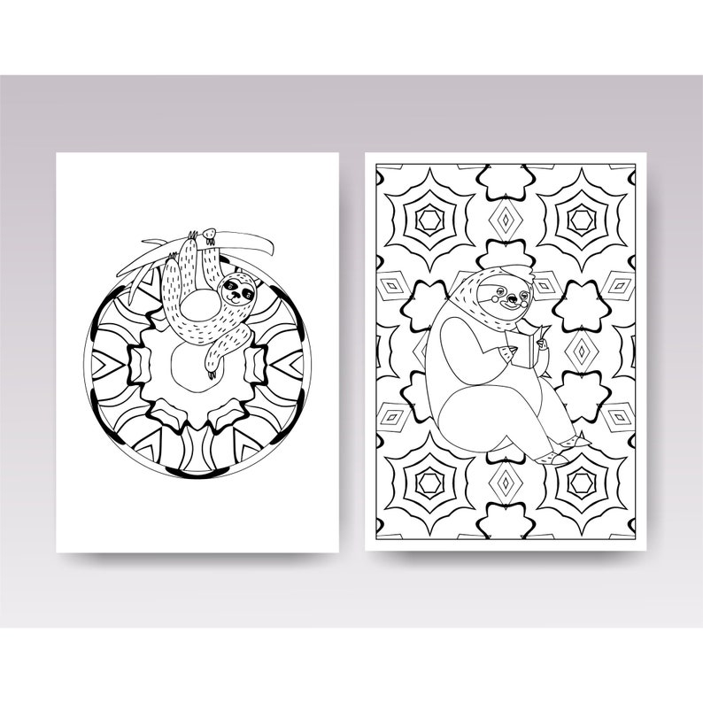 Download Sloth Coloring Book for Adults PDF Printable Quarantine Stay | Etsy