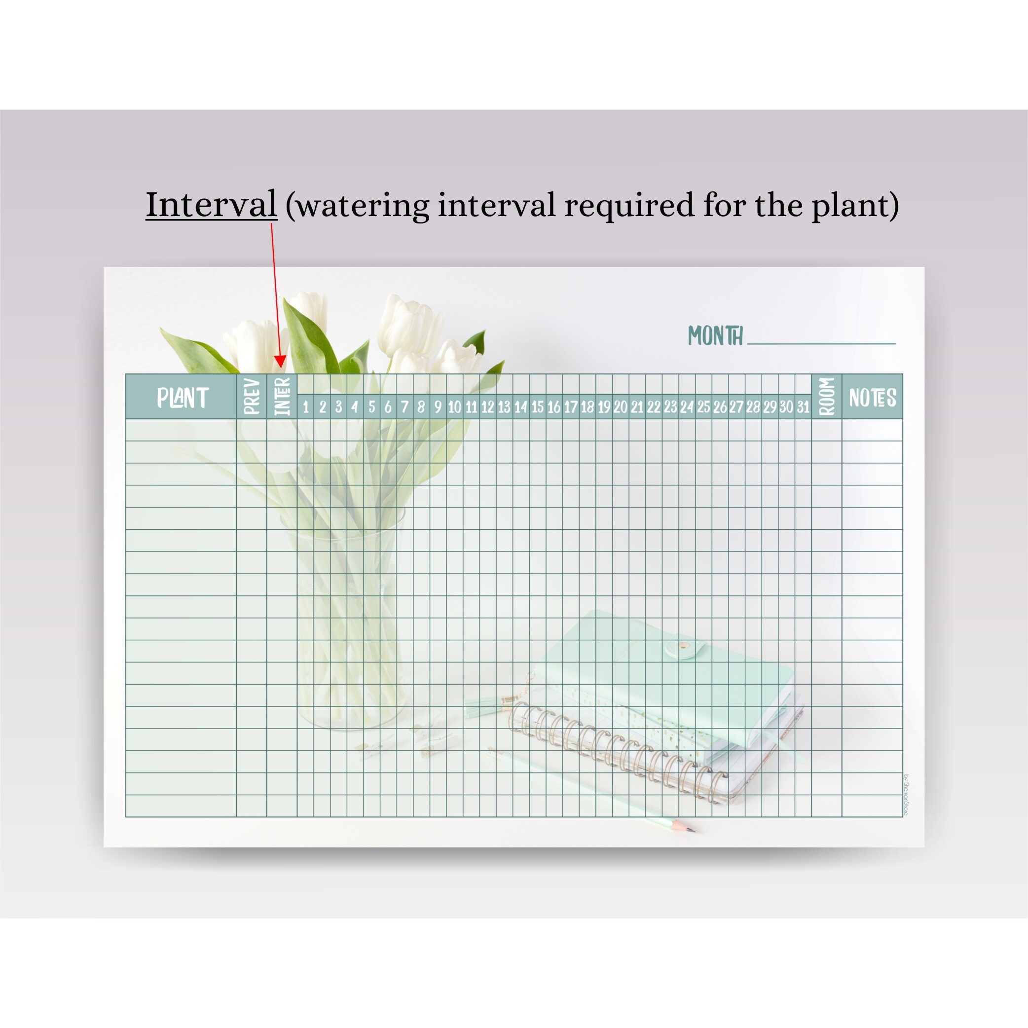 Plant Watering Schedule Template Printable Plant Watering Etsy