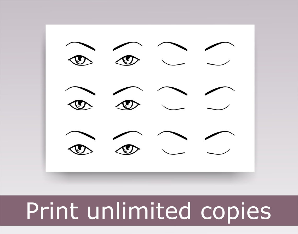 Makeup Face Charts Printable PDF Blank Makeup Face Template | Etsy