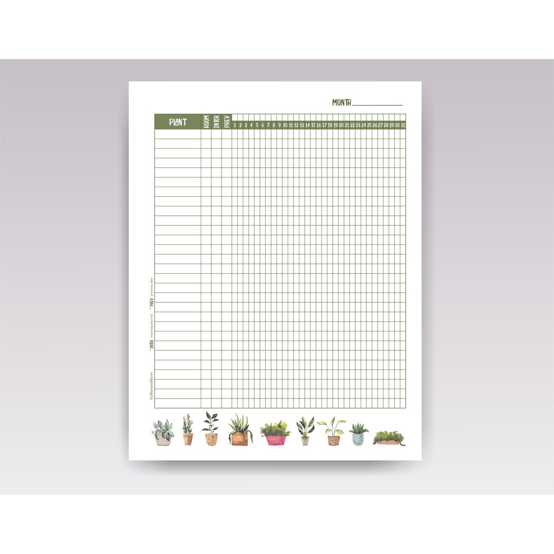 plant watering schedule template printable plant watering etsy