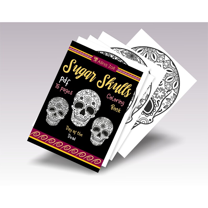 Download Skull Adult Coloring Book Pdf Sugar Skull Adult Coloring Etsy