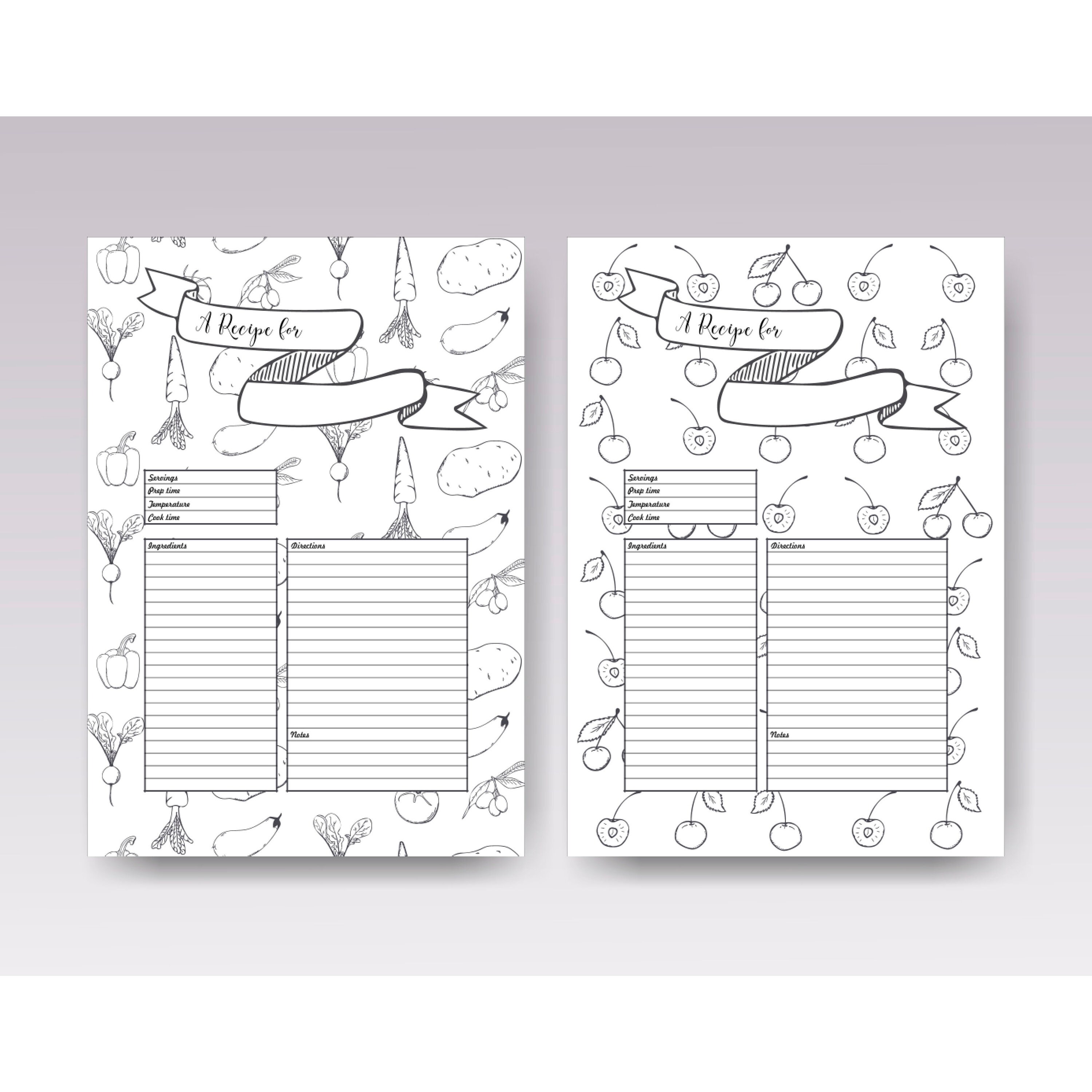 Recipe Template Printable Blank Recipe Book
