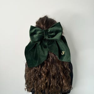 Large Velvet Hair Bow - Emerald/Red/Ivory/Black