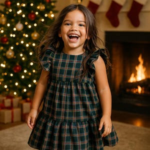 Mädchen Festliches Schottenkaro Kleid