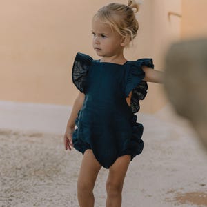 Lillie Ruched Romper - Navy