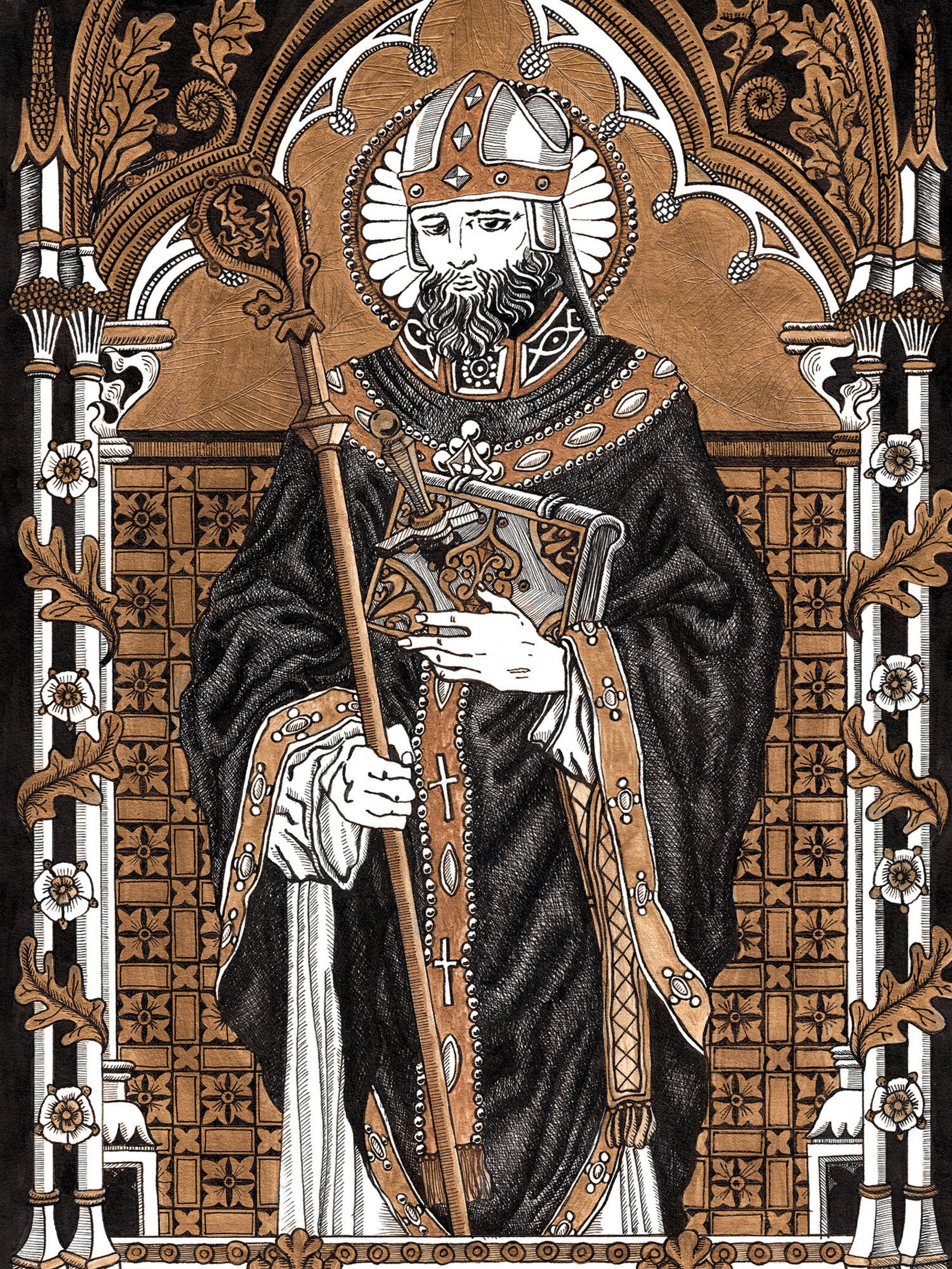 Saint Boniface Drawing Art Print Saint patron portrait. Etsy