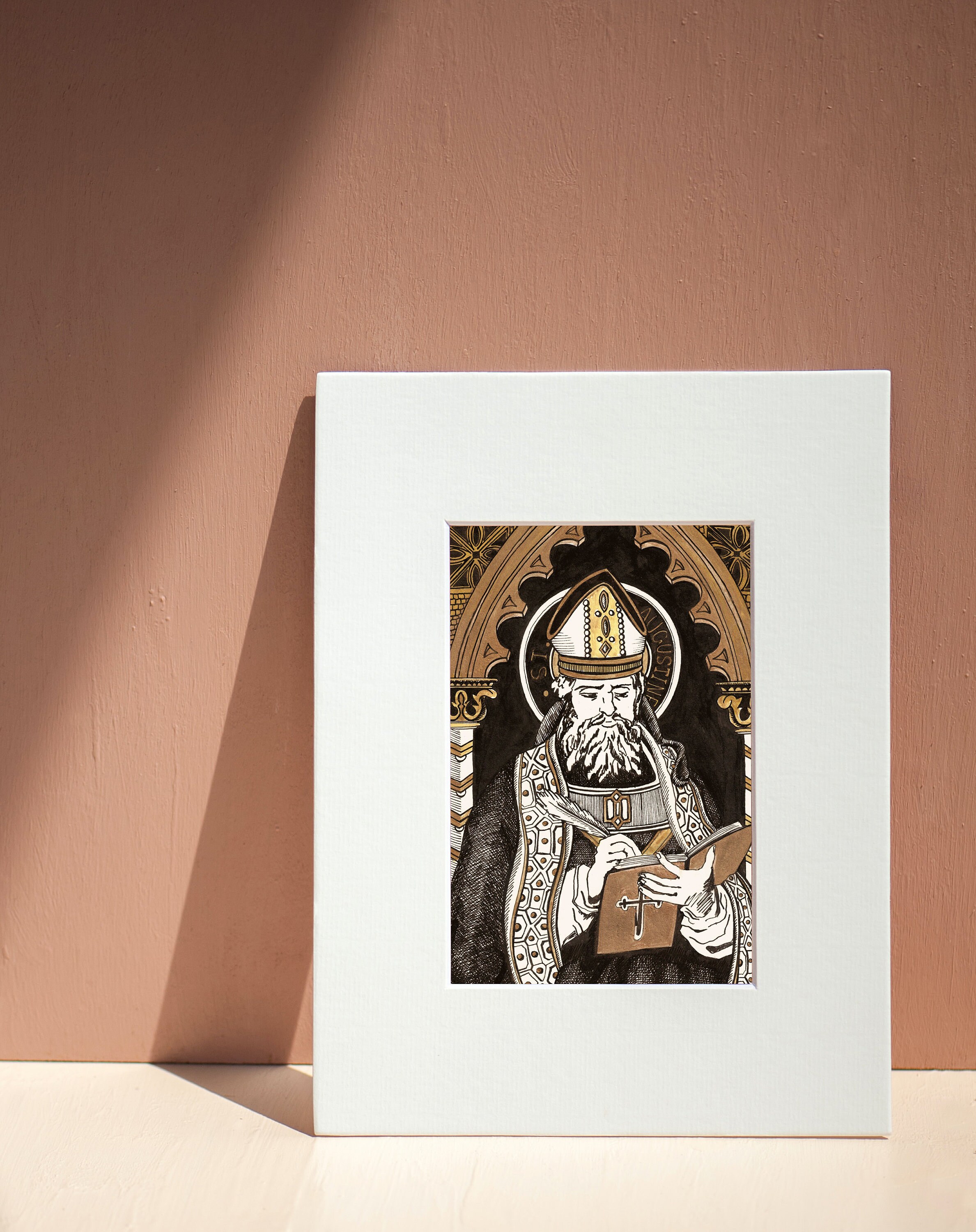 Saint Augustine Bishop Of Hippo Original Drawing Or Art Etsy