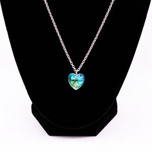 Iridescent crystal heart necklace