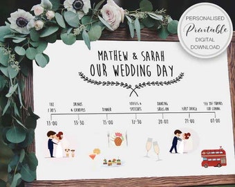BESPOKE - Wedding Timeline - Digital file, Wedding sign, Order of day