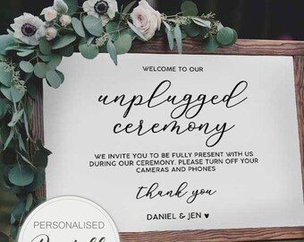 Unplugged Wedding Sign Printable Unplugged Wedding Ceremony - Etsy