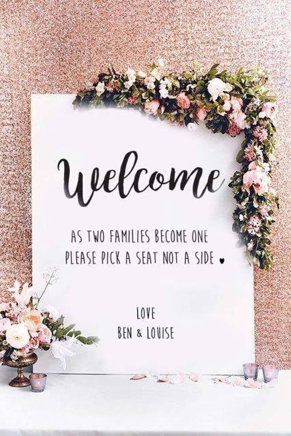 Pick a Seat Not a Side Sign Wedding Sign, Seating Artwork