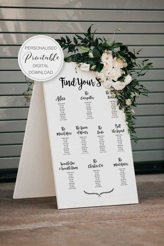 Personalised Printable Wedding Seating Chart White Wedding - Etsy