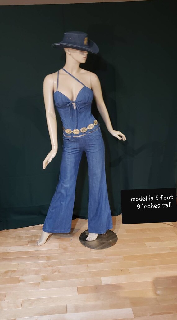 denim bell bottom jumpsuit