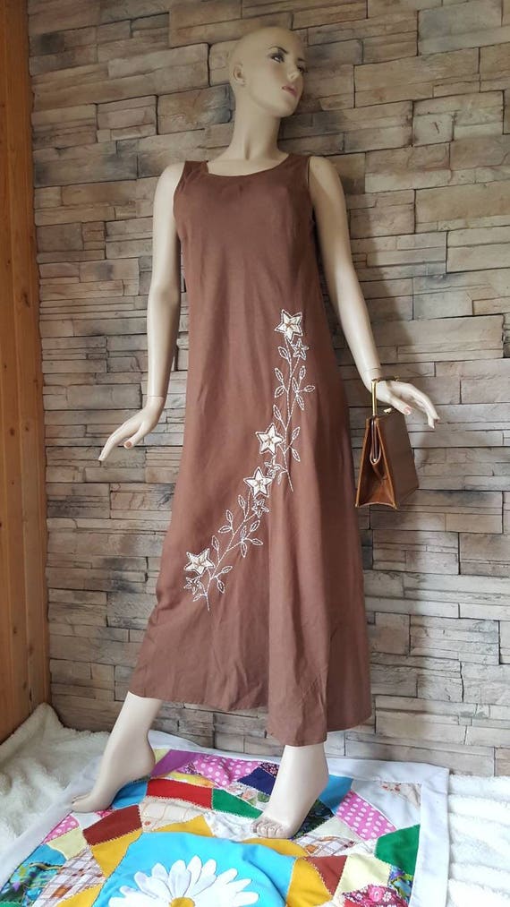 Brown linen maxi dress