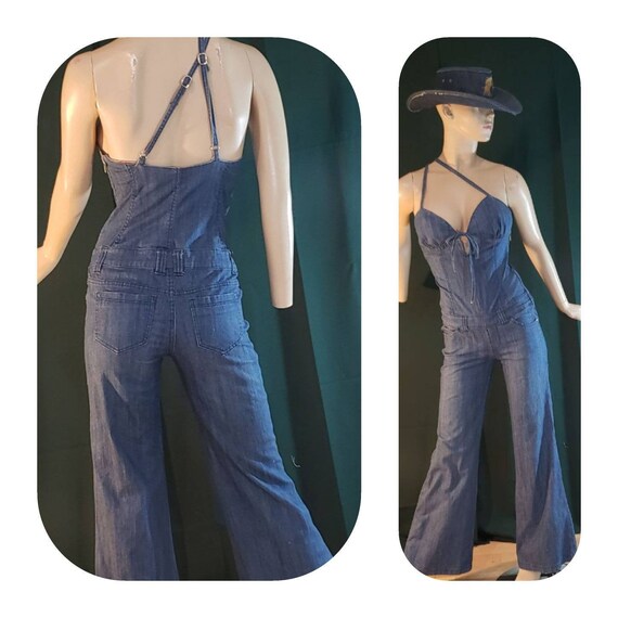 Stretchy Sexy Denim jumpsuit/ bell bottom