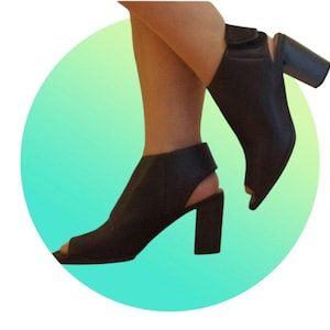Black Peek Toe Ankle Boots , Bootie Sandals