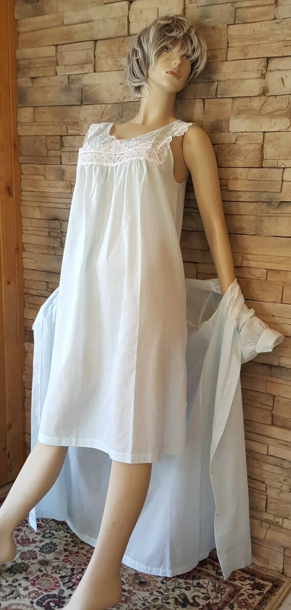 Vintage Nightgown Set, Baby Blue - image 10