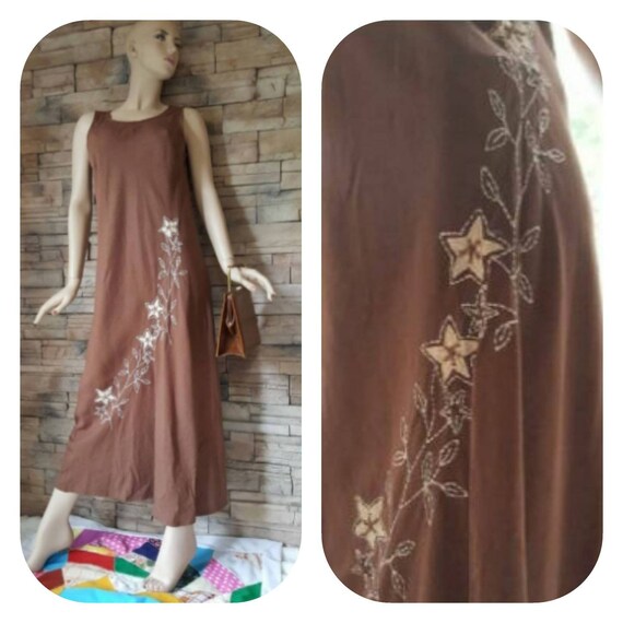 Brown linen maxi dress